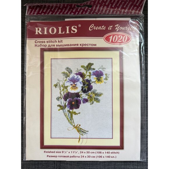 Riolis Counted Cross Stitch Bunch of Pansies Kit #1020 - Picture 1 of 4